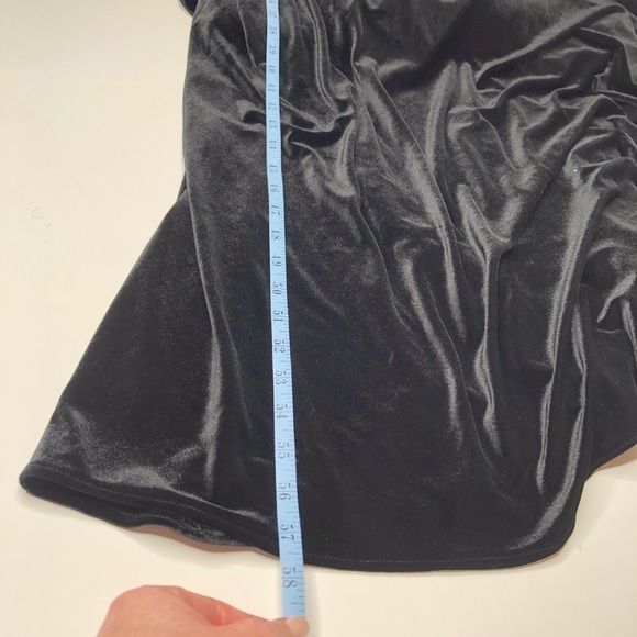 JENNY YOO Ellis Black Velvet Stretchy Long Bridesmaid Winter Wedding Gown Dress - Picture 15 of 15